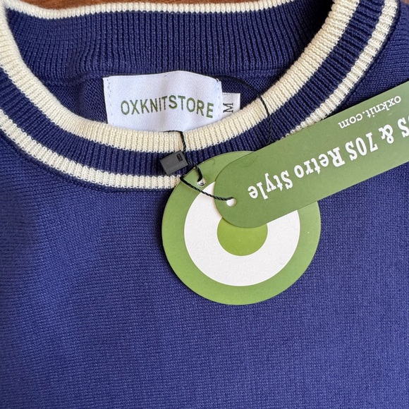 OXKNIT Store Striped Short Sleeve Sweater Mens size Medium 1970 Mod Vintage - Picture 4 of 5